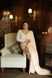 Meher Viscose Georgette Chikankari Saree- Peach