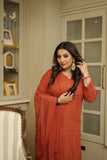 Noorani Mukaish Modal Chikankari Kurta Plazzo and Dupatta Set