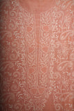 Mul Cotton- Chikankari Unstitched 3 Pc Suit Set with Jaali -Peach