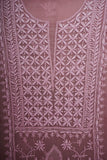Organza- Chikankari Unstitched 3 Pc Suit Set with Jaali-Dusty Rose