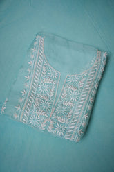 Organza- UnStitched 3 Pc Suit Set-Sky Blue
