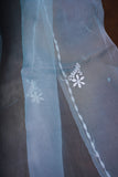 Organza- UnStitched 3 Pc Suit Set-Sky Blue