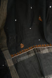 Midnight Glow Chikankari Unstitched Suit Set with Dupatta-Black