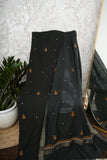 Midnight Glow Chikankari Unstitched Suit Set with Dupatta-Black