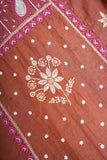 Un-Stitched Chanderi Chikankari Suit Length with Bottom and dupatta-Rust Brown