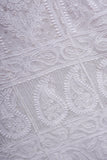Noorani Viscose Georgette Chikankari Semi-Stitched Anarkali Suit Length with Bottom and Dupatta-White