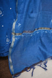 Chanderi A-Line Chikankari Semi Stitched Gown Set with dupatta-Royal Blue