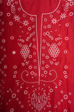Chanderi A-Line Chikankari Semi Stitched Gown Set with dupatta-Maroon