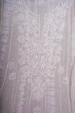 Mulmul Cotton Chikankari Semi Stitched A Line Gown with Bottom and Dupatta-Ivory