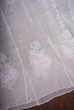 Mulmul Cotton Chikankari Semi Stitched A Line Gown with Bottom and Dupatta-Ivory