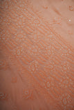 Muslin- Chikankari UnStitched 3 Pc Suit Set -Peach