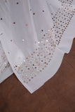 Chandni Unstitched Viscose Georgette Chikankari Suit length with Bottom and Dupatta-White