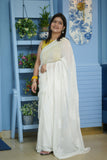 Ravya White Pure Mulmul Cotton Chikankari Saree