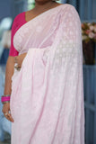 Aarini Viscose Georgette Chikankari Saree-Baby Pink