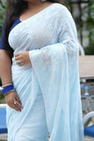 Vayuna Viscose Georgette Chikankari Saree-Baby Blue