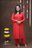 Mehza Rayon Chikankari Kurta Pant Set