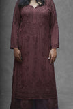 Aanya Modal Chikankari Kurta Plazzo Set-Mocha