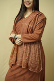 Saanjh Chanderi Chikankari Set - Brown