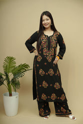 Mehira Rayon Chikankari Kurta Plazzo Set