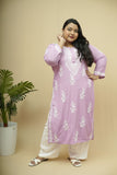 Rayon Chikankari Long Kurta - Lavender