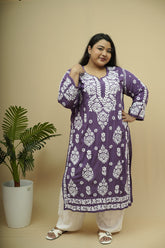 Saba 3D Chikankari Long Kurta - Modal