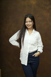 Cotton Chikankari Solid Women's Shirt-White