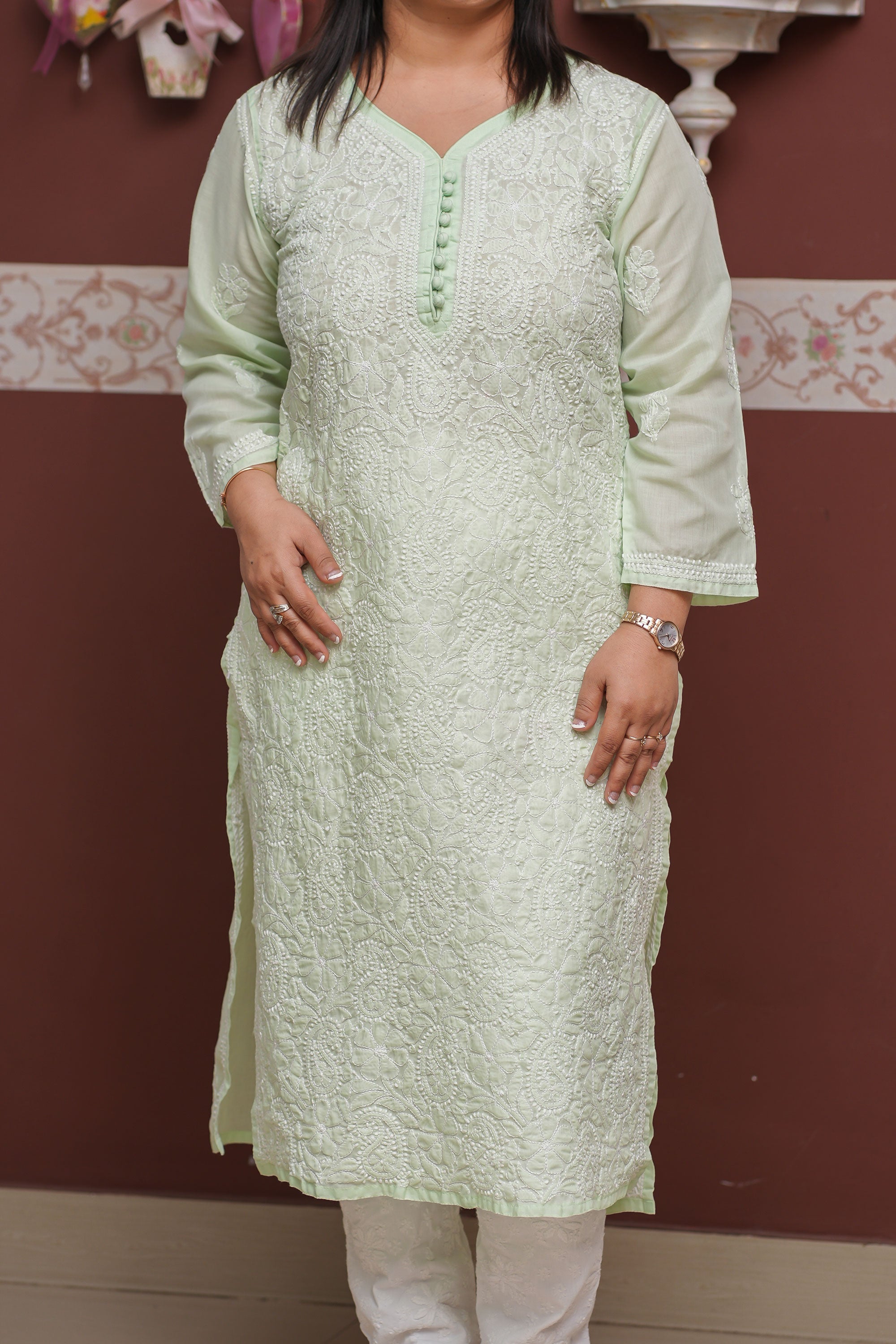 Classic Cotton Full Jaal Chikankari Kurta