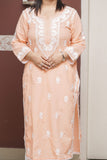 Dobby Cotton Chikankari Kurta with Lace Detailing