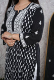 Black Modal Chikankari Long Straight Kurta
