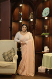 Meher Viscose Georgette Chikankari Saree- Peach