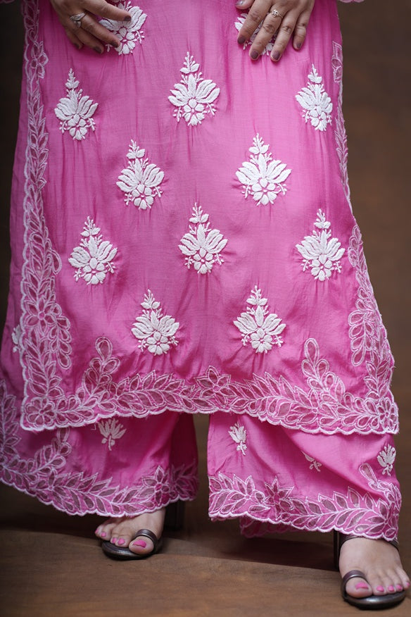 Reva Muslin Chikankari Suit Set with Dupatta