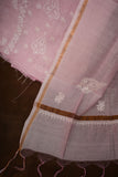 Mulmul Cotton- Chikankari Unstitched 3 Pc Suit Set-Baby Pink
