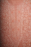 Mul Cotton- Chikankari Unstitched 3 Pc Suit Set with Jaali -Peach