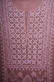 Organza- Chikankari Unstitched 3 Pc Suit Set with Jaali-Dusty Rose