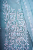 Organza- UnStitched 3 Pc Suit Set-Sky Blue