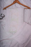 Gulaab Viscose Georgette Unstitched Chikankari Suit Set with Dupatta-White