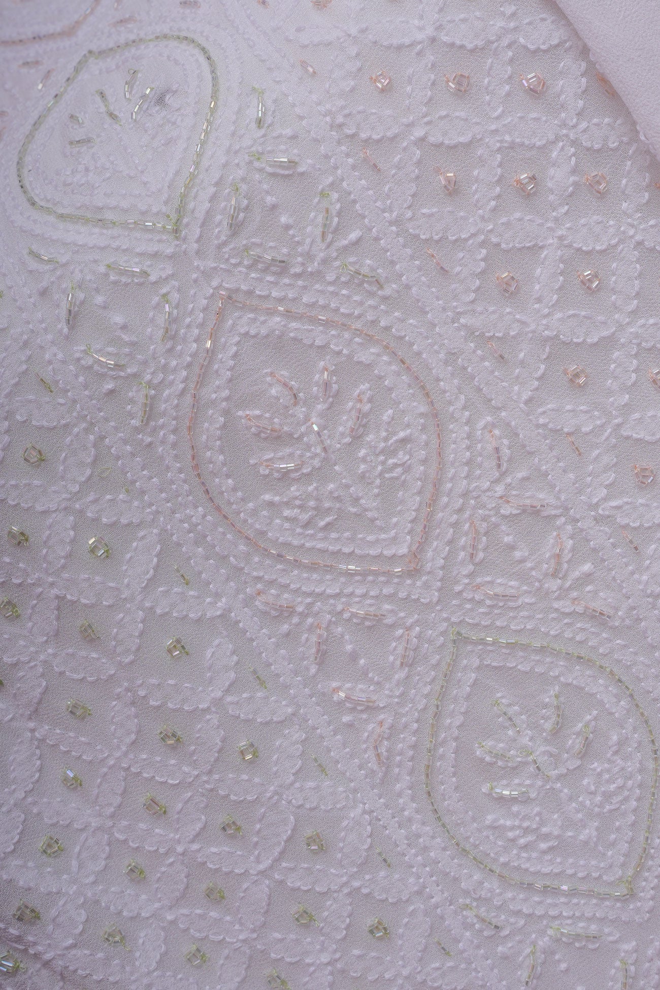 Gulaab Viscose Georgette Unstitched Chikankari Suit Set with Dupatta-White