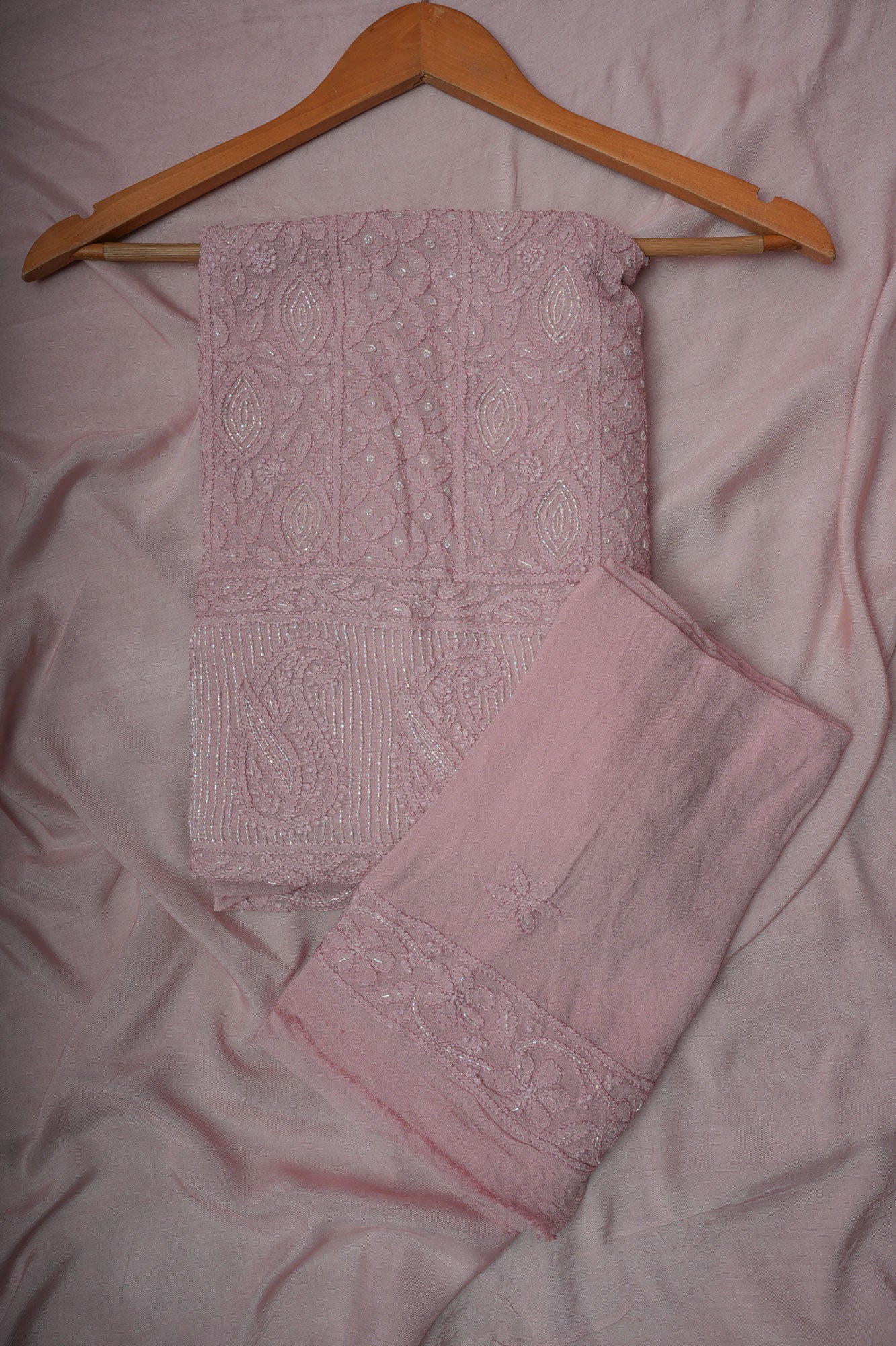 Gulnaa Un-Stitched Chikankari Suit Set with Dupatta-Blush Pink