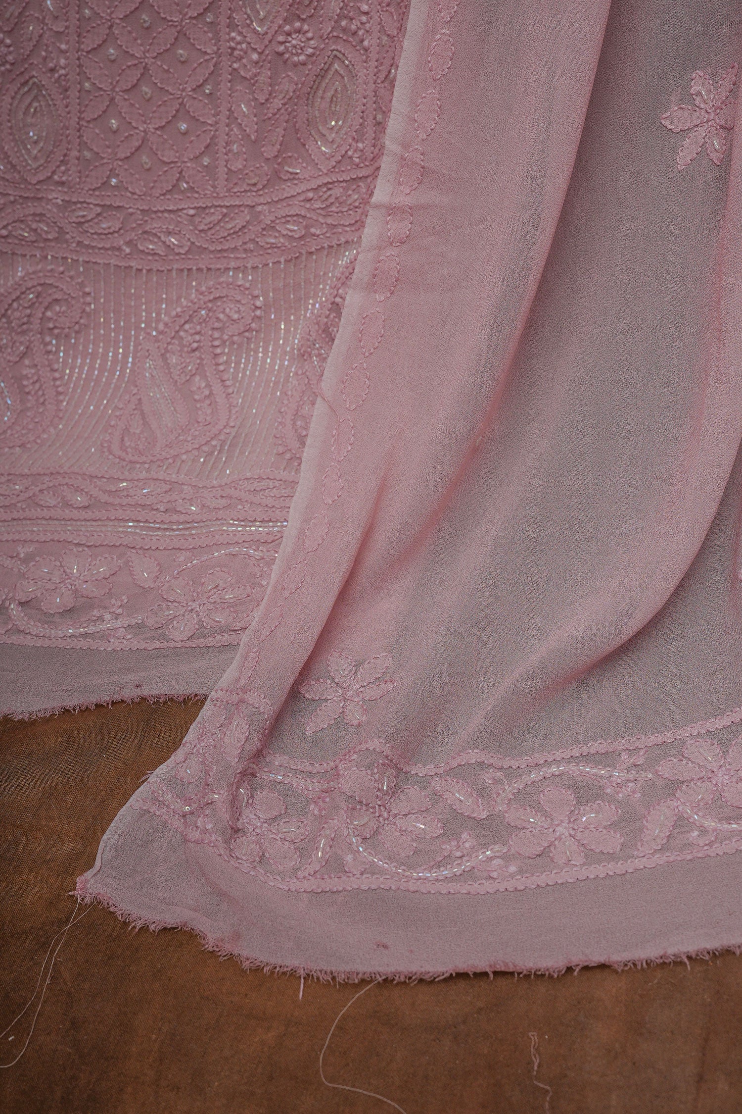 Gulnaa Un-Stitched Chikankari Suit Set with Dupatta-Blush Pink
