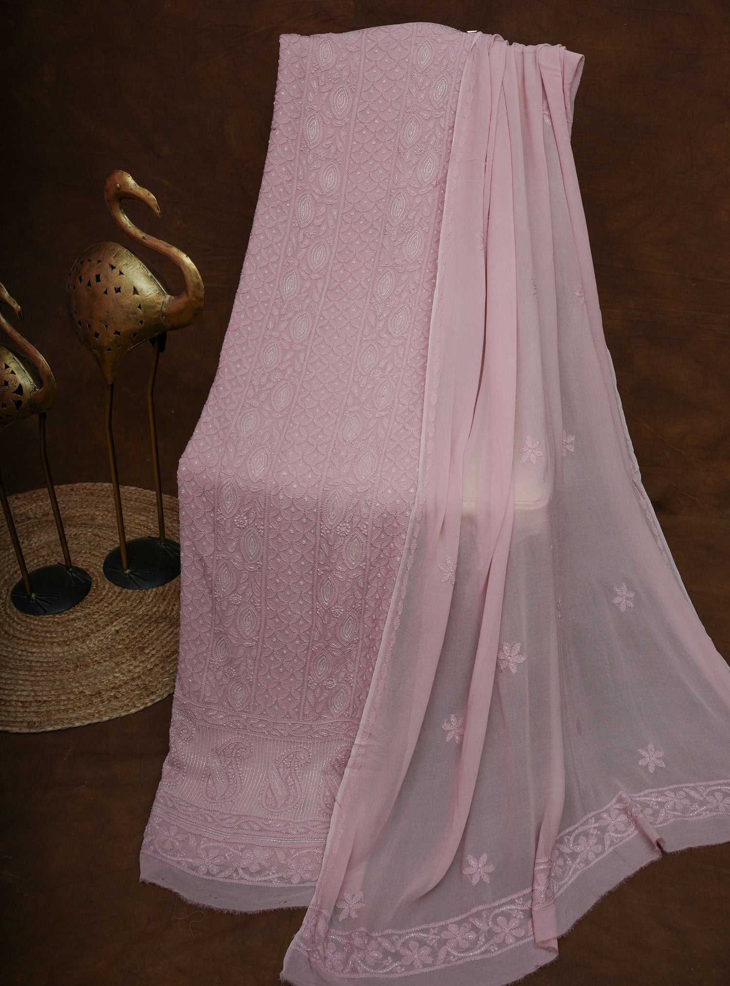 Gulnaa Un-Stitched Chikankari Suit Set with Dupatta-Blush Pink