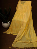 Mul Cotton- Semi Stitched A-Line Gown-Yellow