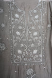 Chanderi Un-Stitched Chikankari Suit Set with Dupatta-Grey