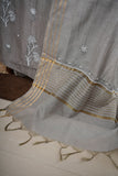 Chanderi Un-Stitched Chikankari Suit Set with Dupatta-Grey