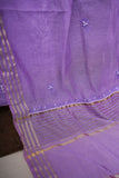 Chanderi Un-Stitched Chikankari Suit Set with Dupatta-Dark Purple