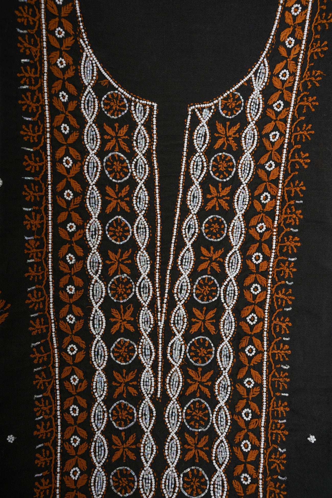 Midnight Glow Chikankari Unstitched Suit Set with Dupatta-Black