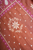 Un-Stitched Chanderi Chikankari Suit Length with Bottom and dupatta-Rust Brown
