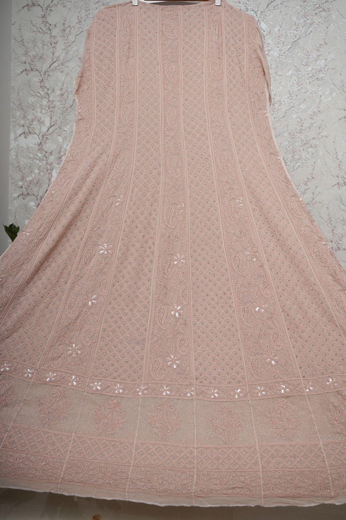 Noorani Viscose Georgette Semi-Stitched Anarkali Suit Length with Bottom and Dupatta-Blush Pink