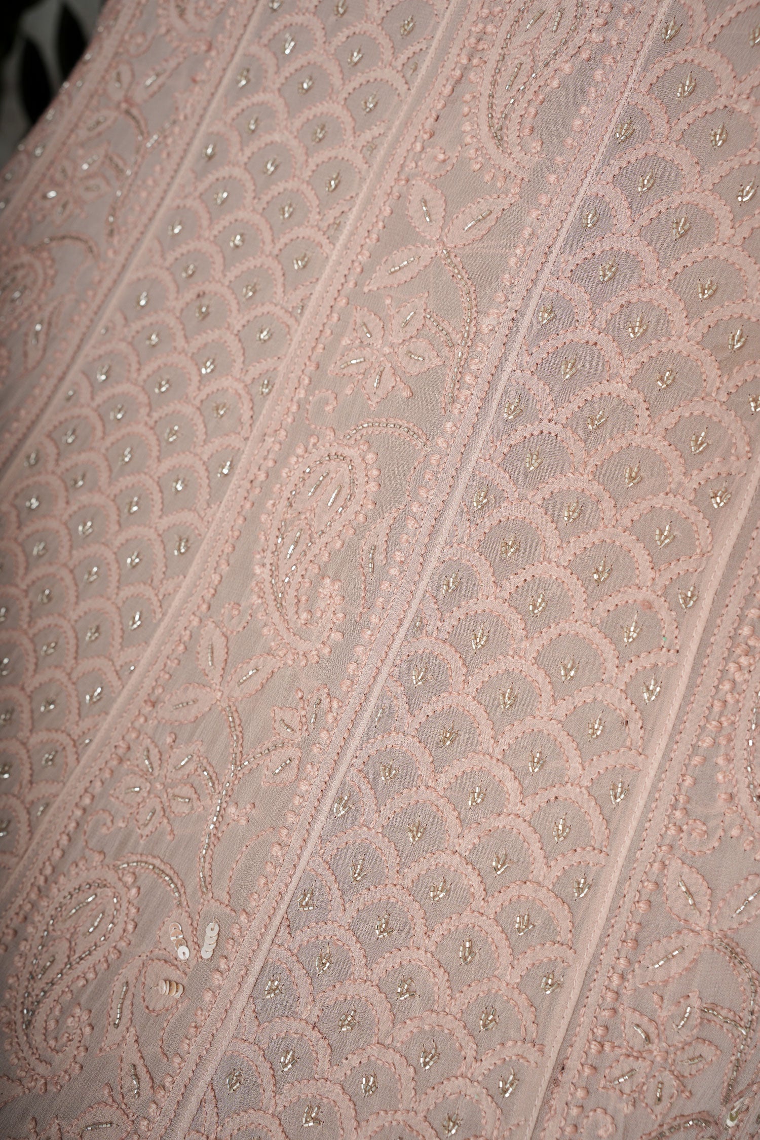 Noorani Viscose Georgette Semi-Stitched Anarkali Suit Length with Bottom and Dupatta-Blush Pink