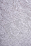 Noorani Viscose Georgette Chikankari Semi-Stitched Anarkali Suit Length with Bottom and Dupatta-White