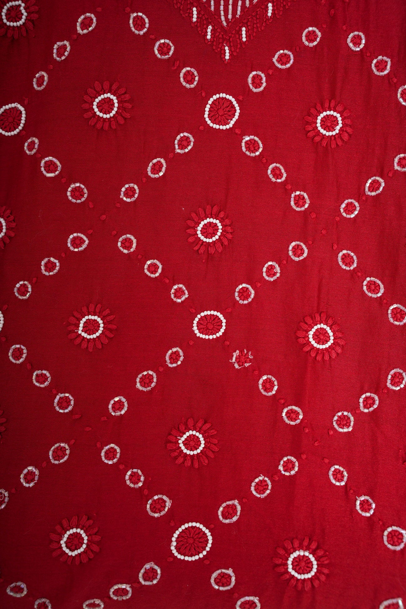 Chanderi A-Line Chikankari Semi Stitched Gown Set with dupatta-Maroon